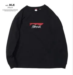 【美品】NANGA ボックスロゴ 長袖カットソー ブラックのサムネイル