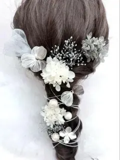 再販☆髪飾り振袖卒業式成人式七五三結婚式袴和装ドライフラワーウェディングシルバー