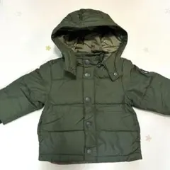 【petit main】オリーブグリーンアウター取外し可能フード付き（80cm）