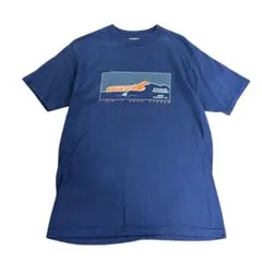90s USA製 プリントTシャツ　コットン　ネイビー　L 古着　8#C
