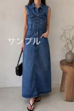 ZARA デニムワンピース ロング ノースリーブ ケミカルウォッシュ M