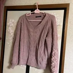 ピンク Vネック ニット セーター