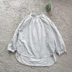 【組曲】スタンドカラーチュニック 7分袖コットンシャツ ナチュラル プルオーバー