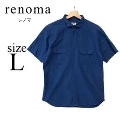 renoma レノマ✨半袖シャツ【L】レディース ブルー 大きめ Wポケットのサムネイル