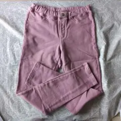 薄紫 ストレートパンツ ウエストボタン付き