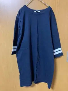【ZARA TRAFALUC 】ネイビー TシャツワンピースSゆったり幅シンプル