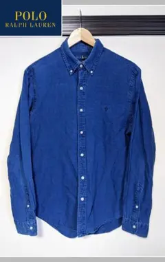 【Ralph Lauren】デニムシャツ/長袖/無地/インディゴ/刺繍ロゴ/美品