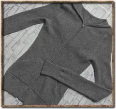 カシミヤ100%ジップアップニットパーカー　グレー☆八木通商