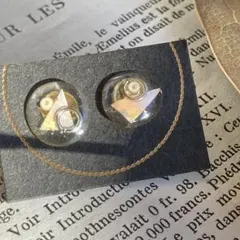 セレクトショップで購入　透明ドーム型ピアス 金色装飾