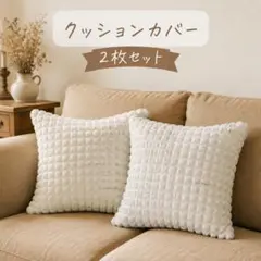 クッションカバー 2枚セット インテリア アイボリー 45×45 北欧 韓国