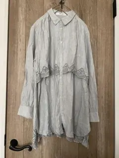 USED★SUPER HAKKA★スカラップ刺繍ブラウス★グレー