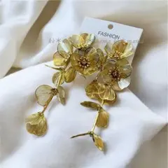 フラワー ゴールドイヤリング 結婚式 フォーマル パーティー ブライダル