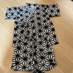 ベビー甚平 黒白星形模様 サイズ80