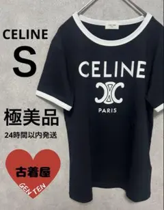 極美品】CELINE セリーヌ トリオンフ ロゴ Tシャツ ブラック Sサイズ