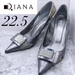 【134】DIANAダイアナ パンプス ビジューバックル　グレーシルバー22.5