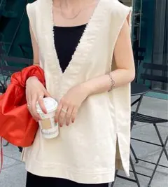 DISCOAT 【WEB限定】USコットンフリンジ深Vベスト