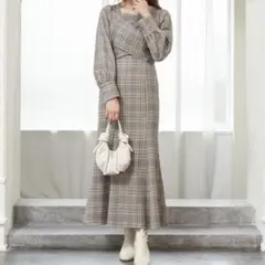 earth music&ecology ロングワンピース チェック柄 秋服