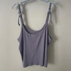 グレー リブキャミソール ストラップ付き