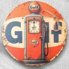 ガルフオイル Gulf 木製看板 アメリカン雑貨 USA アメリカガレージ