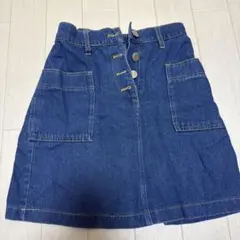 デニムブルー ボタン付きミニスカート