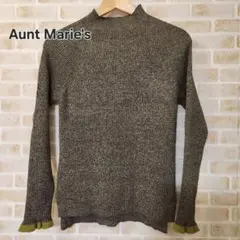 Aunt Marie's ハイネックミックスリブニット　オリーブ