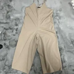 right on ベージュ ワイドレッグ オールインワン オーバーオール