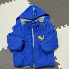 恐竜刺繍の青いダウン　100cm