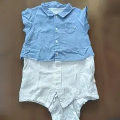 ☆青と白の半袖ロンパース 70cm