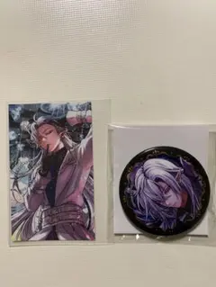 あくねこ　シロ　バレンタイントレカ風カード　4周年缶バッジセット