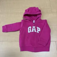 GAP フード付きピンクパーカー 6-12ヶ月　裏起毛