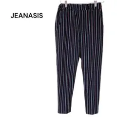 ジーナシス JEANASIS ストライプジョガーパンツ 黒 茶 白 S