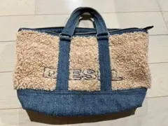 ディーゼル　リバーシブル　デニム　ボア　トートバッグ