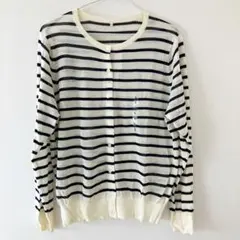 ボーダー　クルーネックカーディガン　未使用