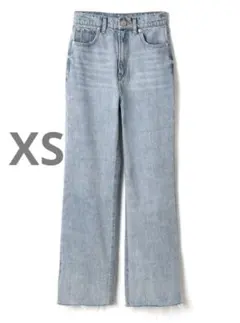 新品 フリンジヘムセミフレアデニムパンツ cu166 ライトブルー XS