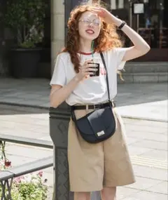 【美品】BONLECILL タック入りチノショートパンツ　ベージュ　Lサイズ