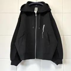 現行 新品 GU / スウェットバルーンスリーブフルジップパーカ 黒XL