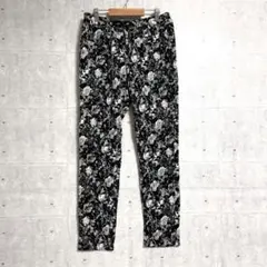 【a.v.v standard】　花柄コーデュロイパンツ　（Ｍ）　スキニー　黒