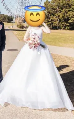 ホワイトAラインウェディングドレス　前撮り