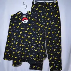 新品 上下セット L ピカチュウ ポケットモンスター パジャマ 総柄 シャギー