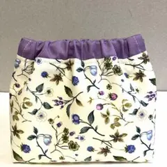 ハンドメイドバネ口ポーチ(北欧柄風ベリーベリー　パープル)