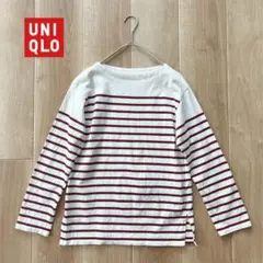 459 UNIQLO ユニクロ　ボーダーロンT オーバーサイズ ホワイト　S 赤