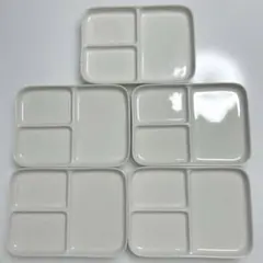 5枚セット‼️無印良品 磁器クリーム色角皿・仕切付 ランチプレート ワンプレートのサムネイル
