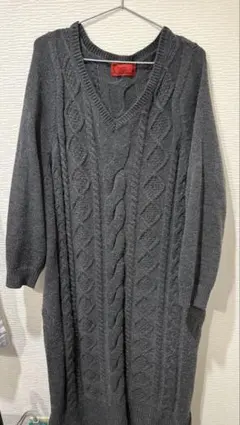 somari グレー Vネック ニットワンピース オシャレウォーカー