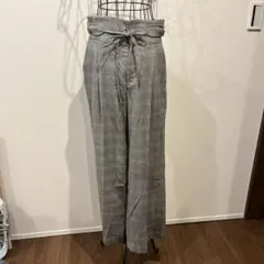 グレー チェック柄 ワイドパンツ