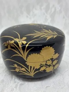 茶道具/共箱付】作 頌慶 謹製 竹蒔絵 中次 棗 茶入 漆器 金蒔絵 金彩