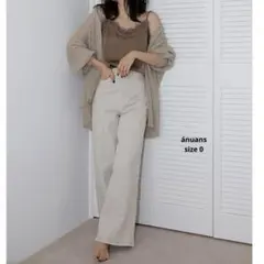 size 0｜アニュアンス センターダーツワイドデニムパンツ サンドベージュのサムネイル