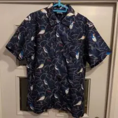 Columbia 半袖シャツ 鳥柄 ネイビー Mサイズ