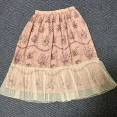axes femme 花柄 裾レーススカートピンク Mサイズ