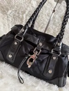 【フランチェスコビアジア】 ☆ワンショルダーバック ☆黒 ☆レザー✖️ナイロン美品