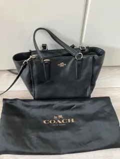 COACH ブラック レザー ショルダーバッグ 黒 ハンドバッグ
